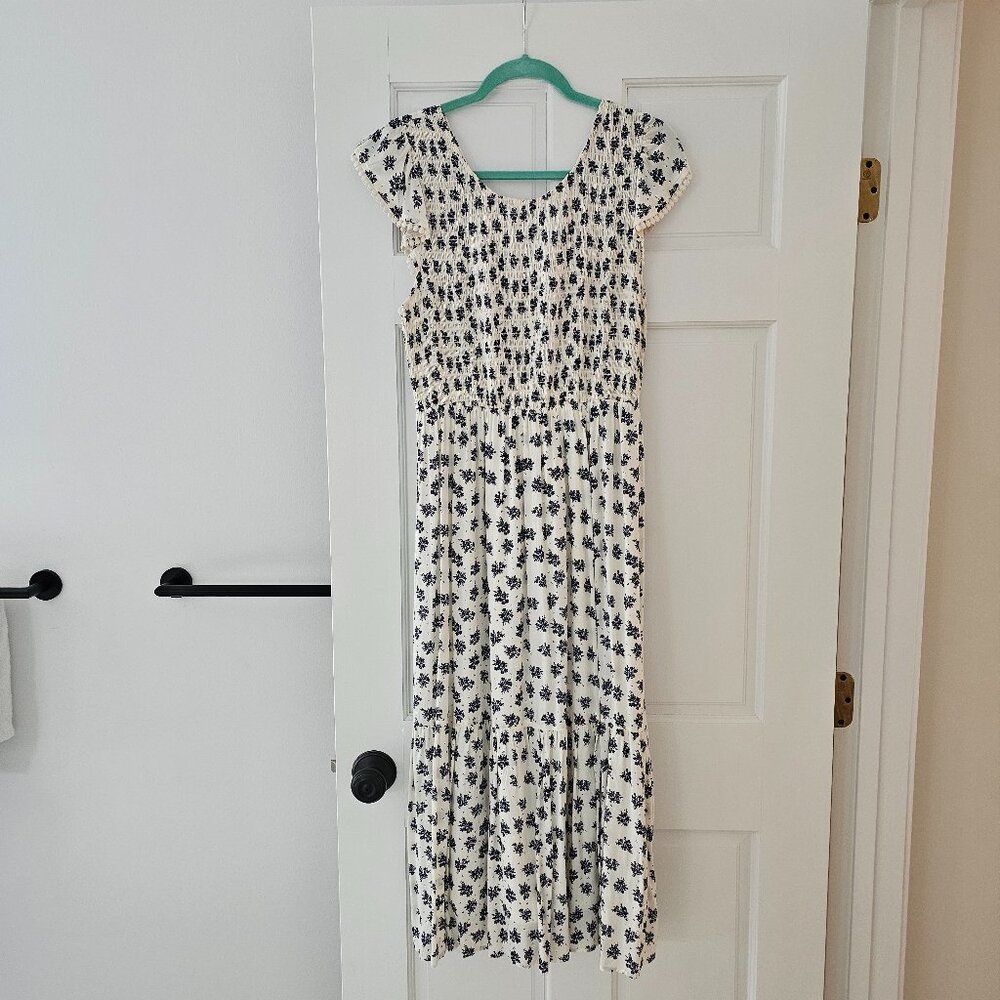 White floral midi dress